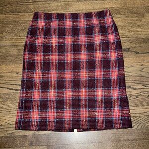 Halogen Plaid Striped Pencil Tweed Midi Skirt Size 18